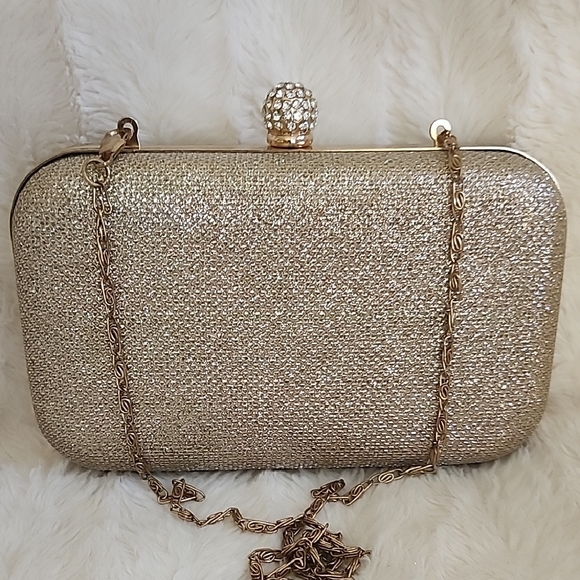 Handbags - Like new Gold Clutch with Chain strap  (removable)